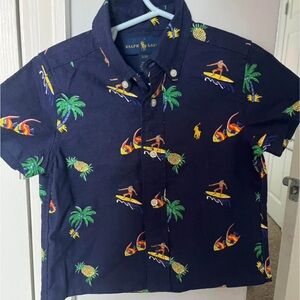 Ralph Lauren Navy Tropical Print Shirt